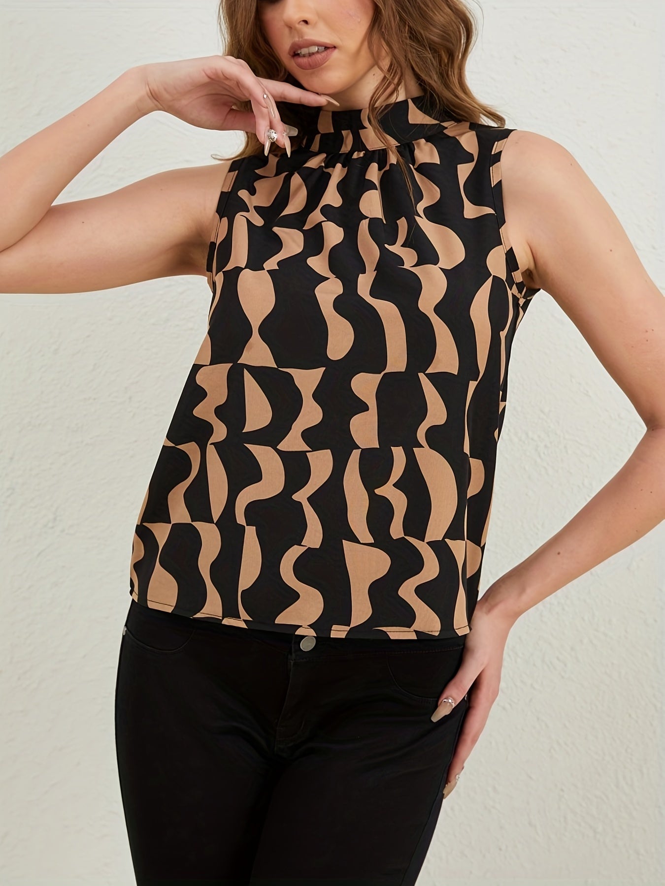 Ursula - Top sin mangas de cuello alto para primavera y verano