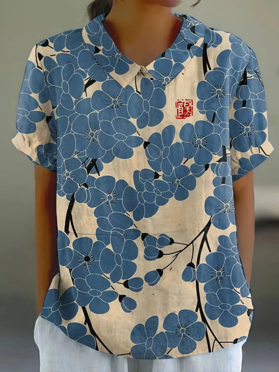 Alejandra - Camisa casual con estampado de flores