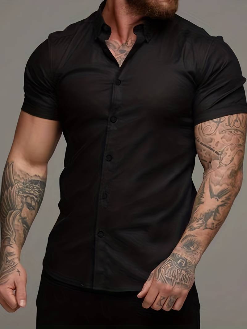 Brent - Camisa Casual Chic de Manga Corta