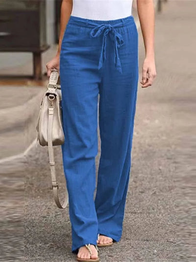 Rosanne - Cómodo Pantalón de Lino de Estilo Casual