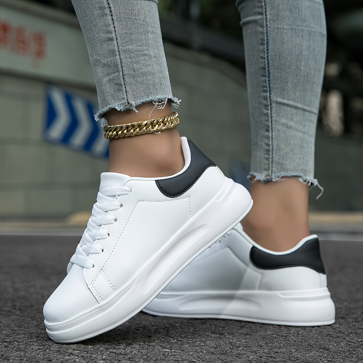 Techno - Zapatillas de Cuero Blancas Mujer Look Limpio