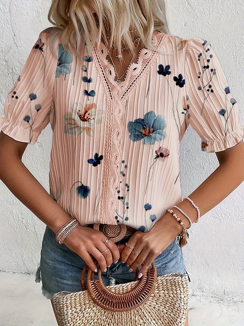 Ava - Blusa de Primavera con Escote en V y Comodidad Ligera
