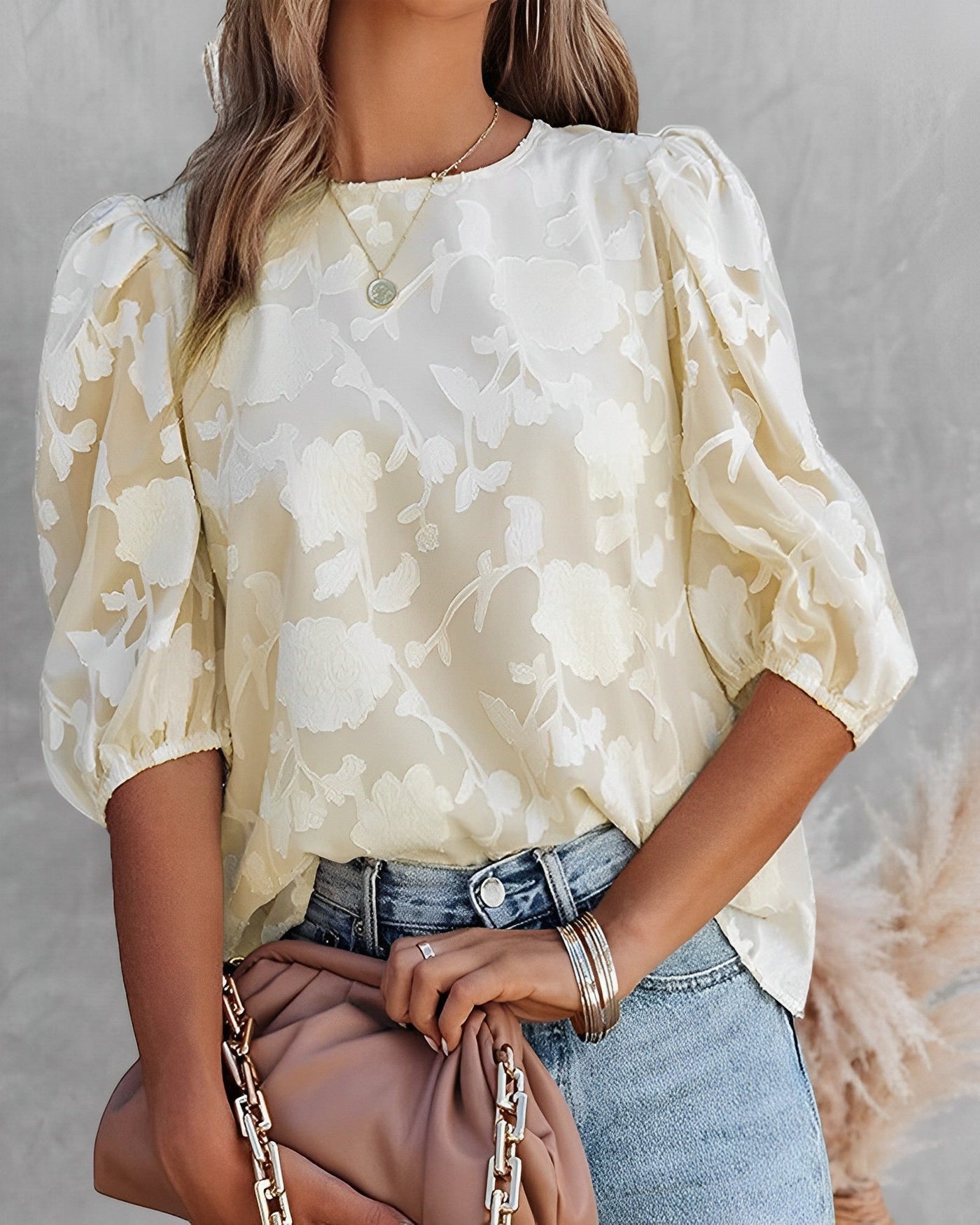 Dorothea - Blusa de Chiffon con Mangas Abullonadas