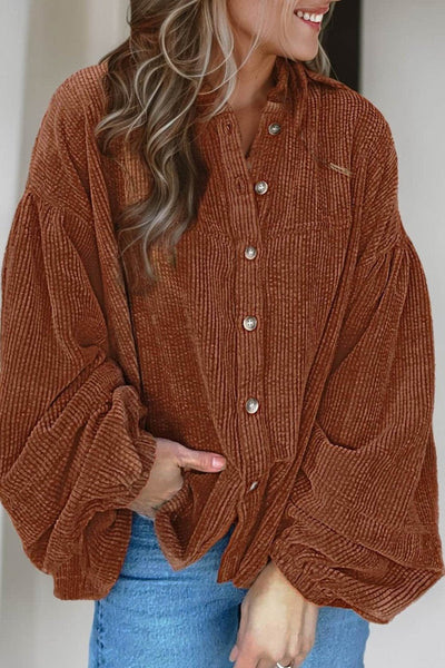 Mai - Blusa de pana con mangas abullonadas moda femenina