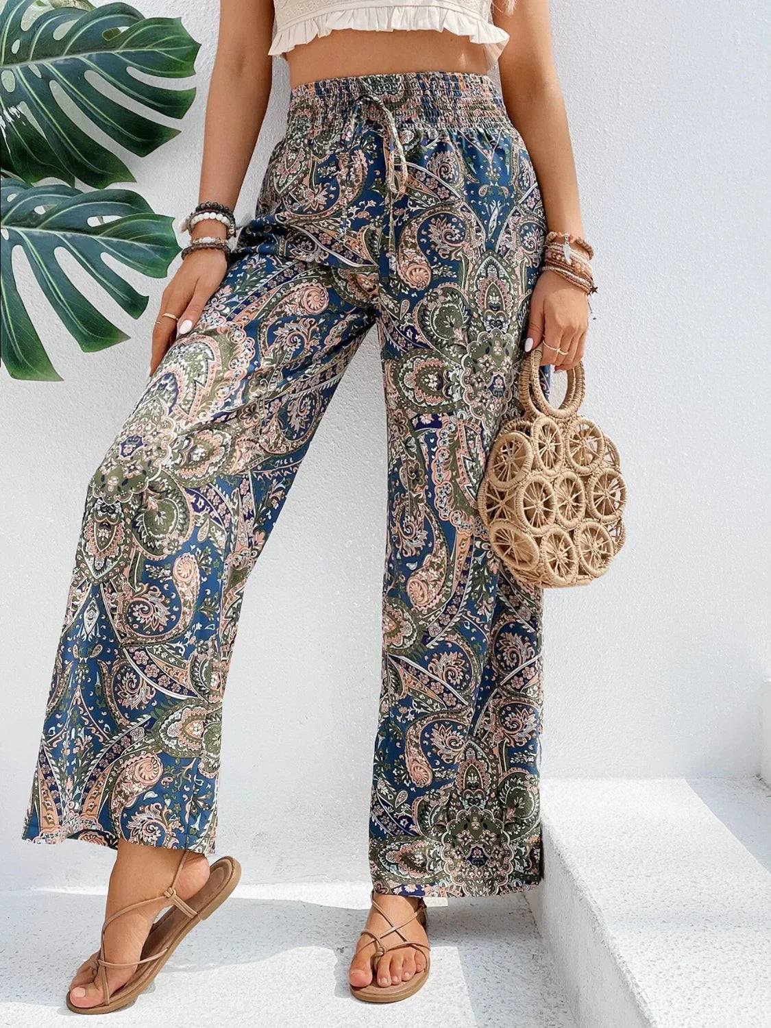 Lauren - Pantalones de pierna ancha con estampado llamativo