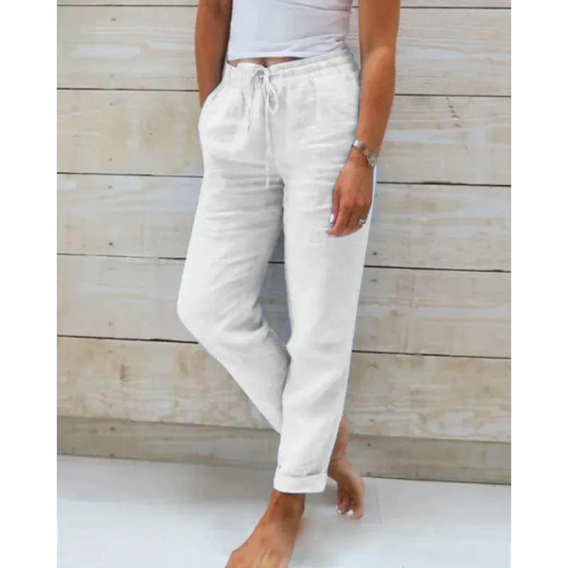 Stacey - Pantalones de lino elegantes y sin esfuerzo