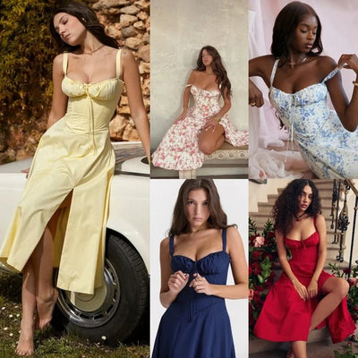 Carmen - Vestido de verano bustier cómodo con estampado floral
