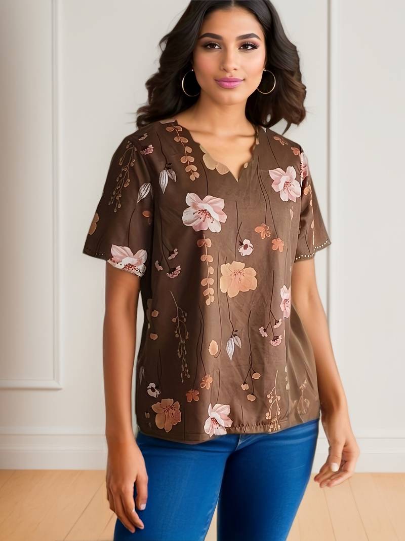 Alyana – Blusa Acampanada con Estampado Floral