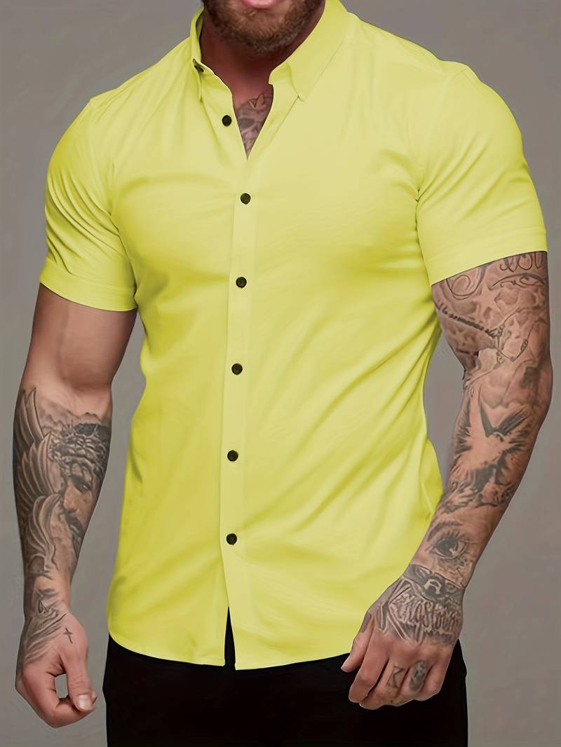 Brent - Camisa Casual Chic de Manga Corta