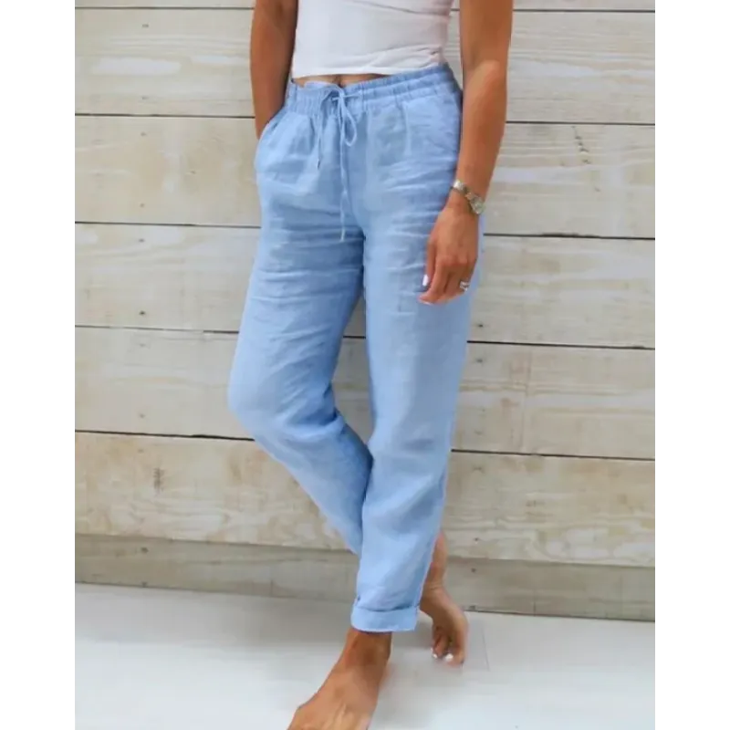 Stacey - Pantalones de lino elegantes y sin esfuerzo