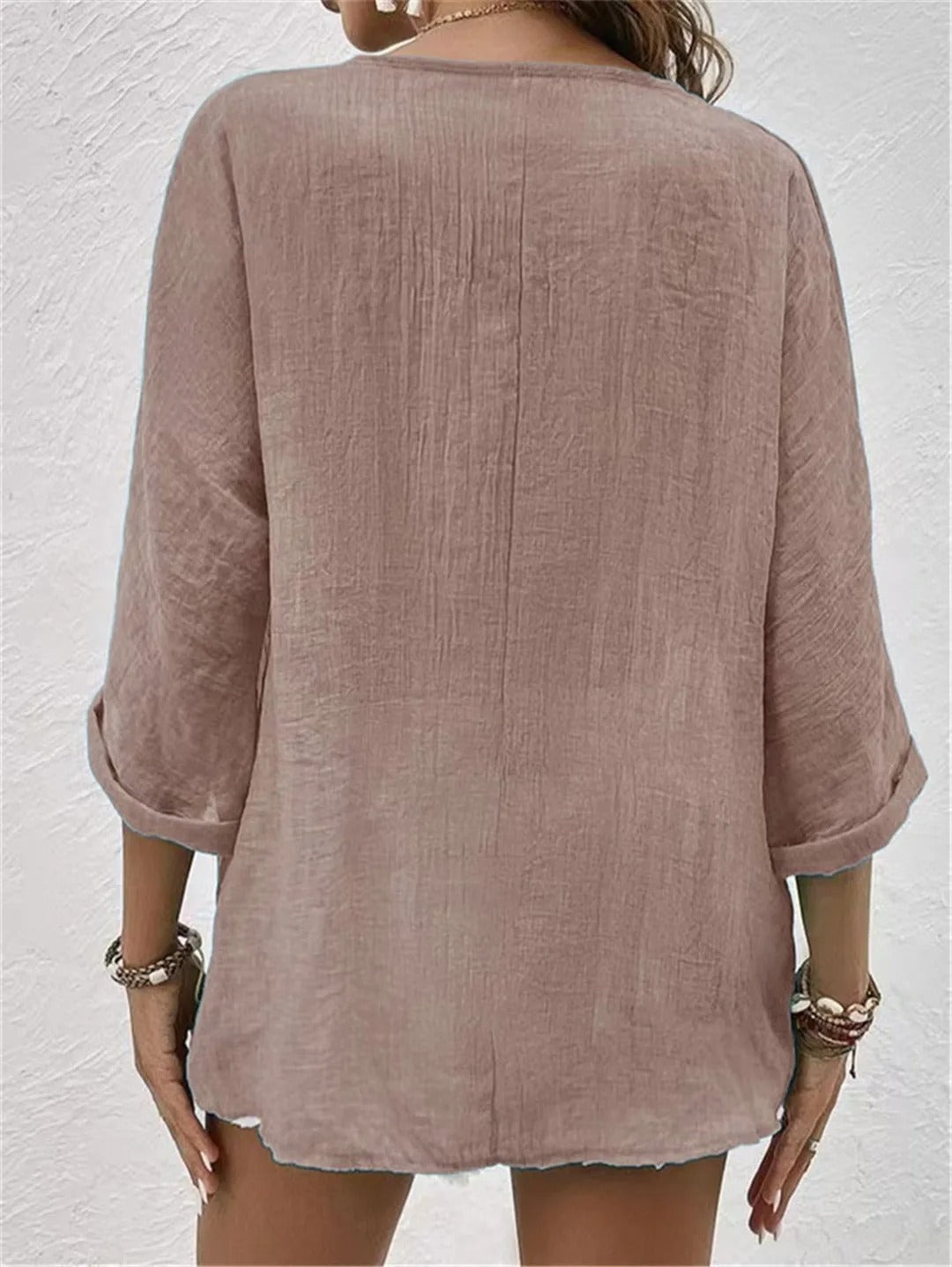 Katie - Blusa con Botones, Escote en V y Corte Moderno