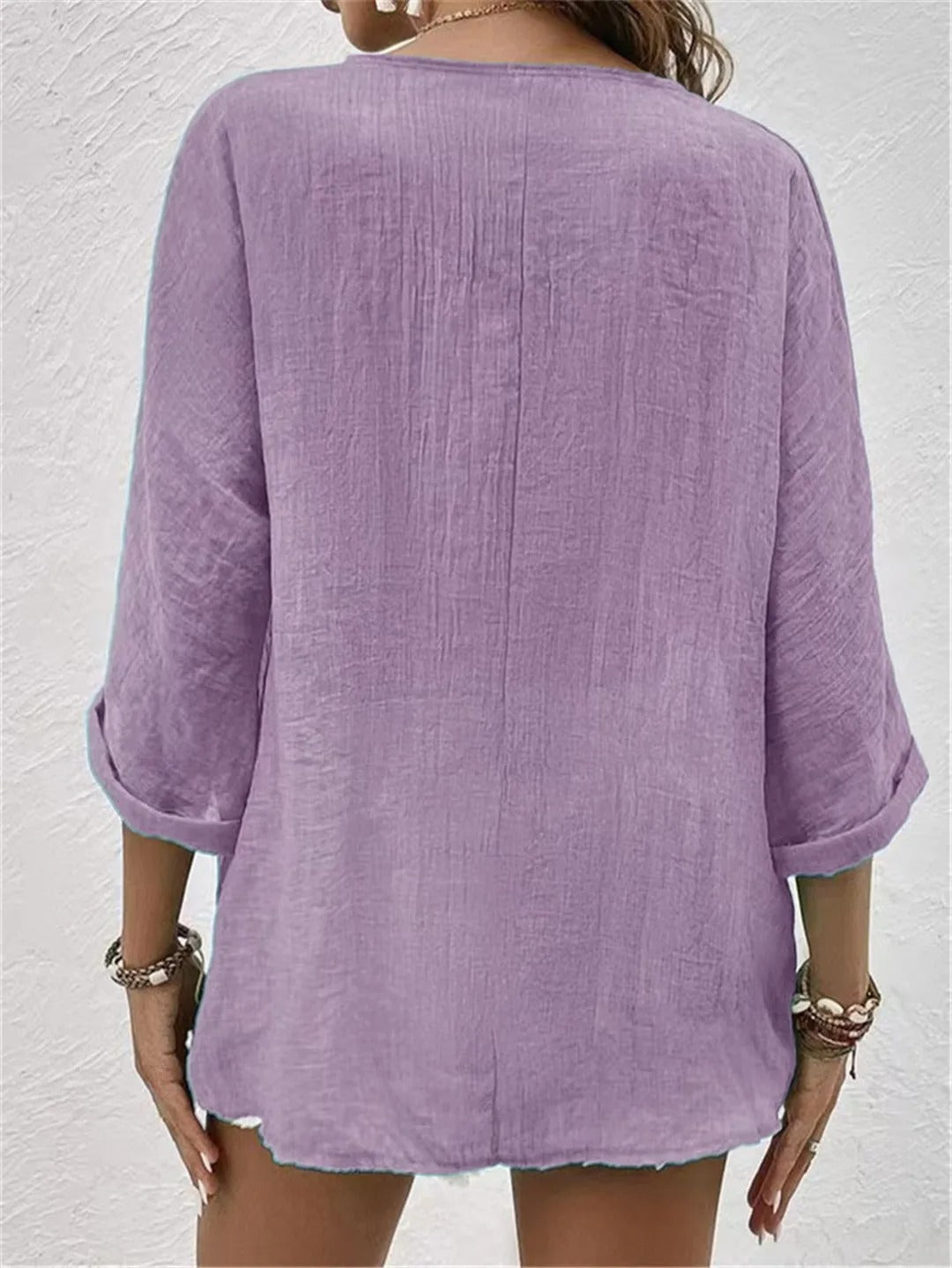 Katie - Blusa con Botones, Escote en V y Corte Moderno