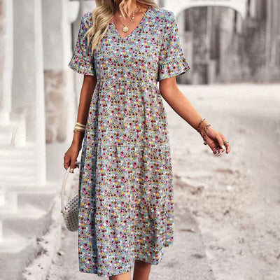 Emely – Vestido Midi de Flores Primaverales
