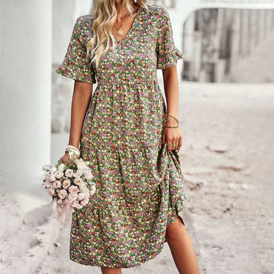 Emely – Vestido Midi de Flores Primaverales
