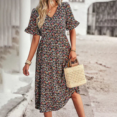 Emely – Vestido Midi de Flores Primaverales