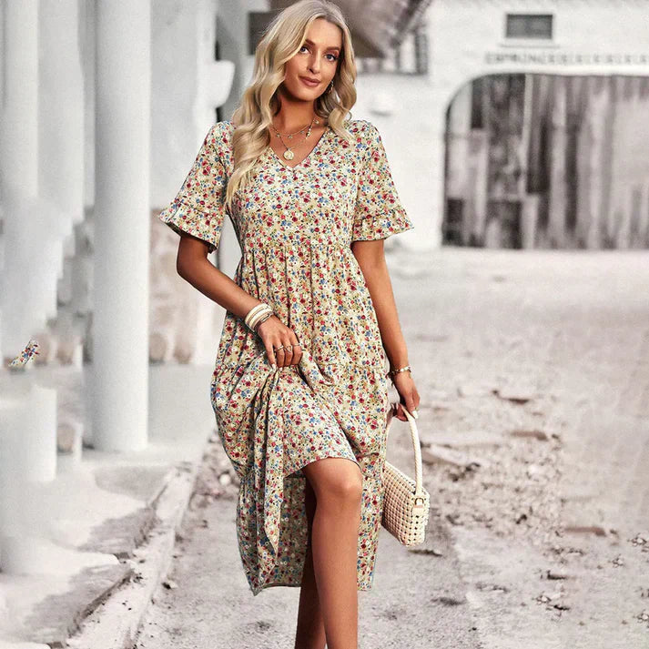 Emely – Vestido Midi de Flores Primaverales