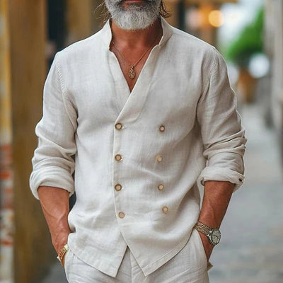 Vireo - Camisa de Hombre Contemporánea con Cuello V