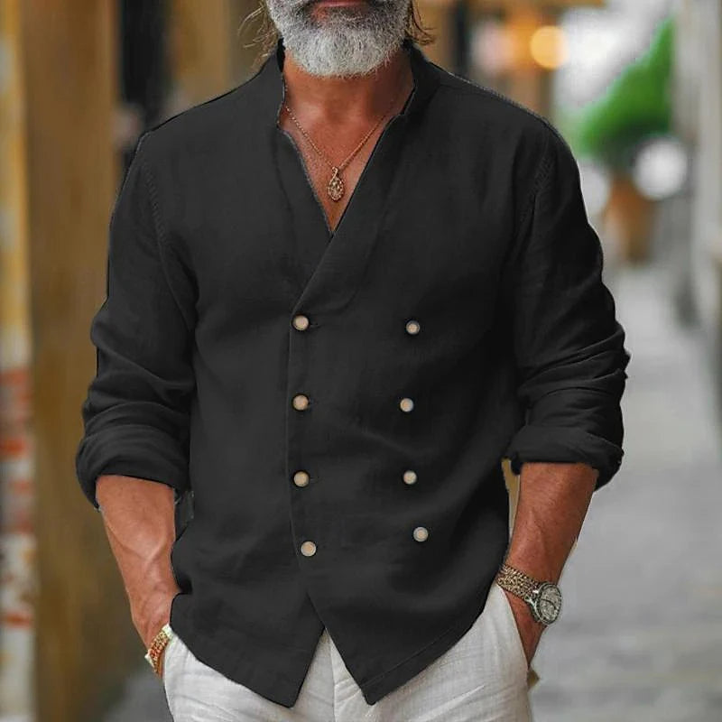 Vireo - Camisa de Hombre Contemporánea con Cuello V