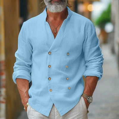 Vireo - Camisa de Hombre Contemporánea con Cuello V