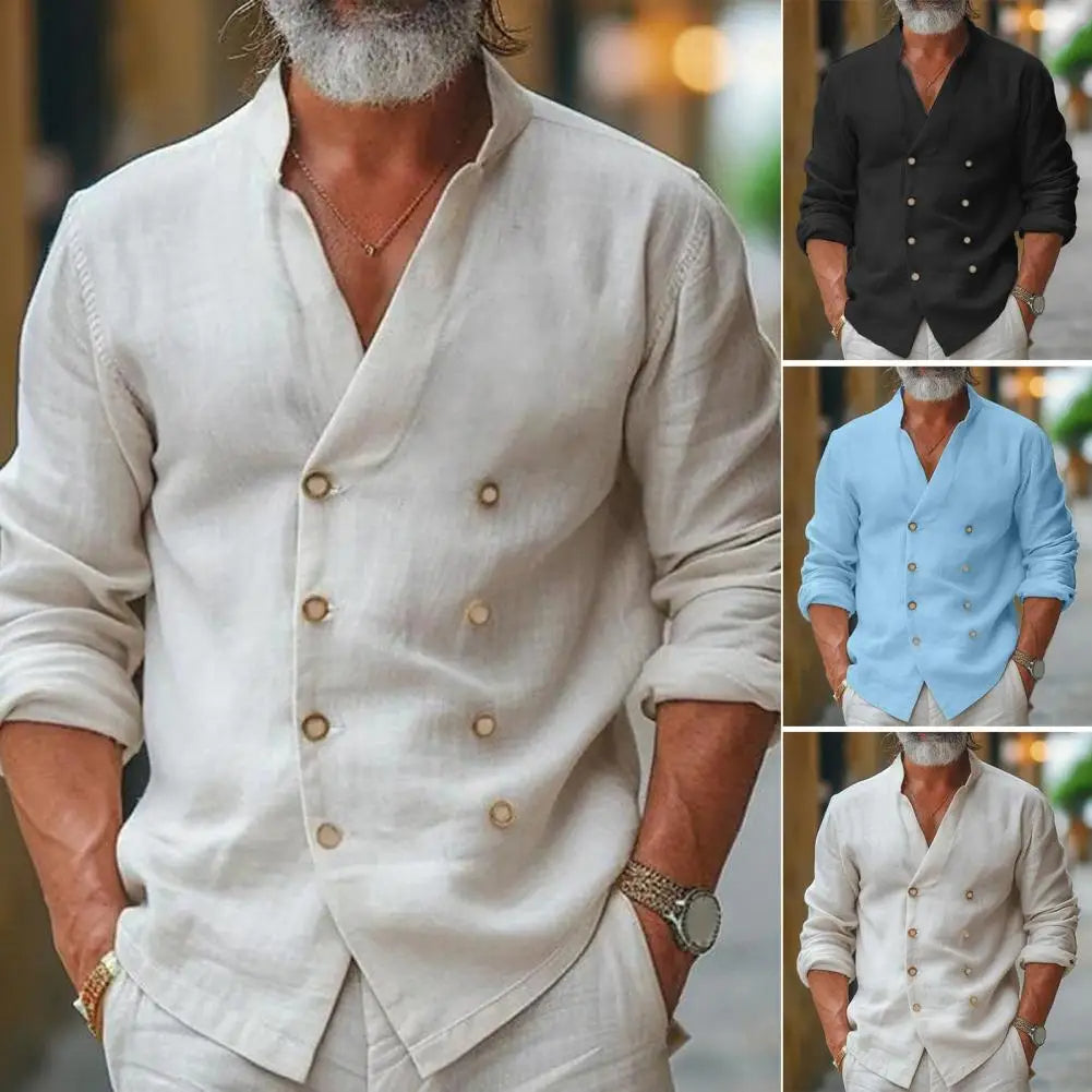 Vireo - Camisa de Hombre Contemporánea con Cuello V