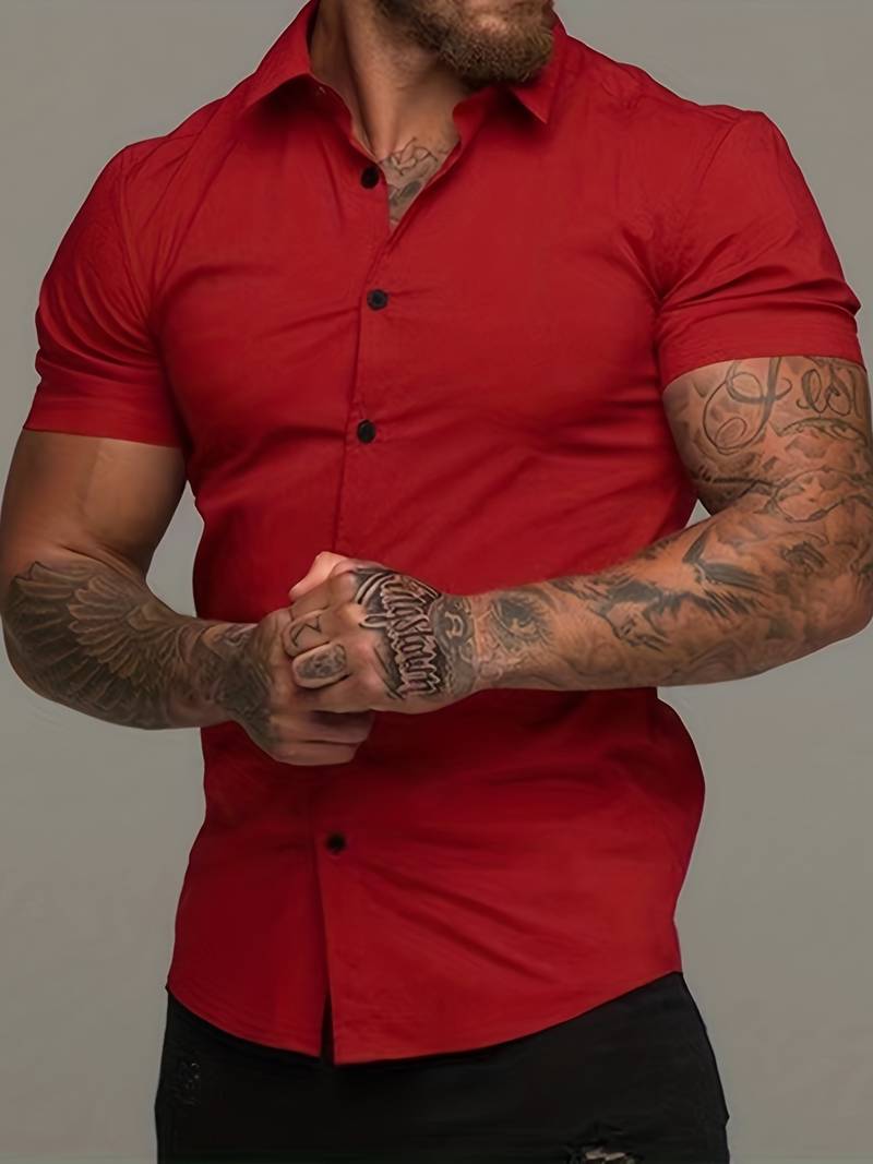 Brent - Camisa Casual Chic de Manga Corta