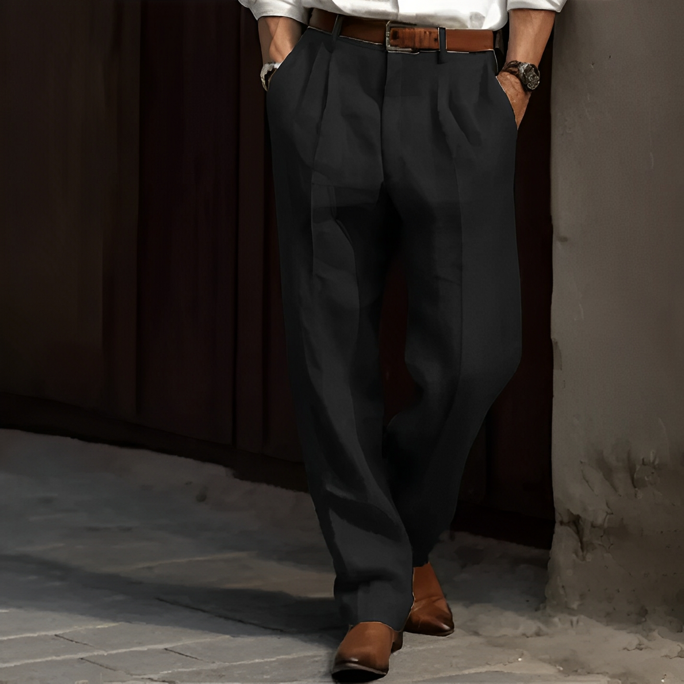 Zaiden - Pantalones retro con pierna recta para hombres