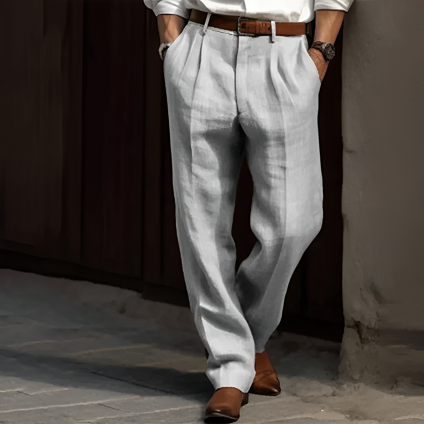 Zaiden - Pantalones retro con pierna recta para hombres