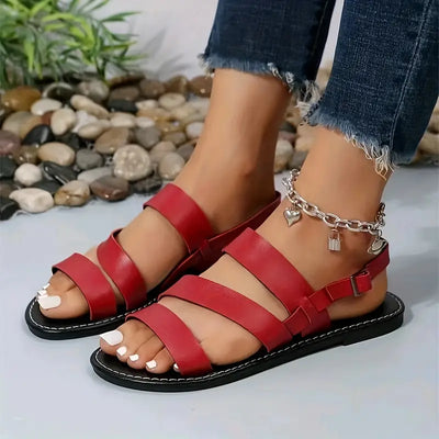 Diana - Sandalias mujer romanas chic planas con tira al tobillo