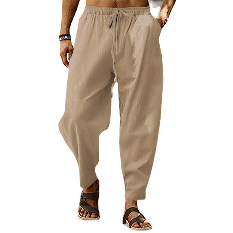 Titus - pantalones de playa para hombre con bolsillos de lino y algodón