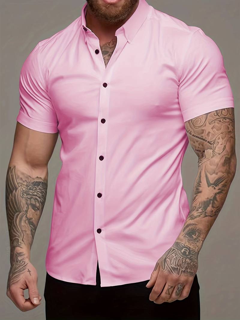 Brent - Camisa Casual Chic de Manga Corta