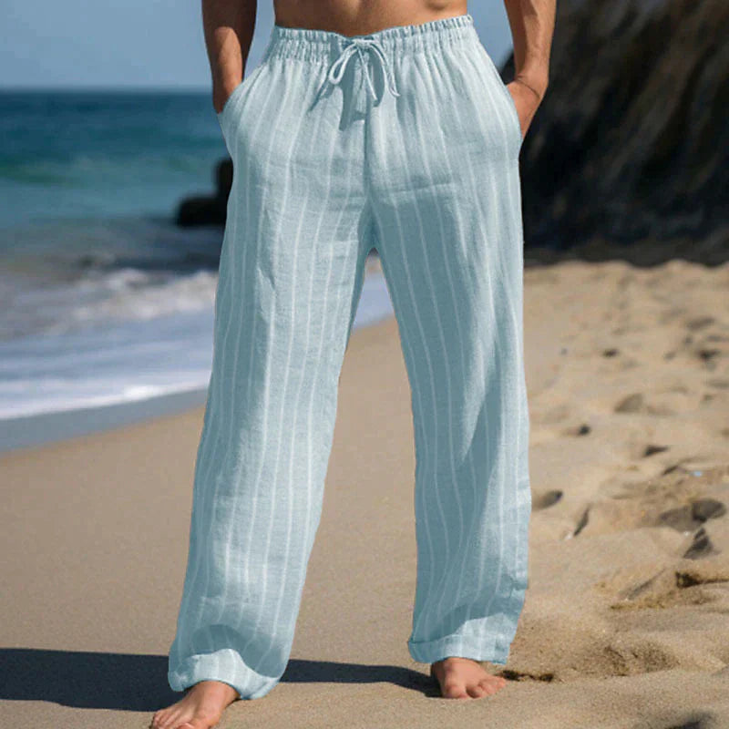 Finn - Pantalones Clásicos de Lino para el Verano