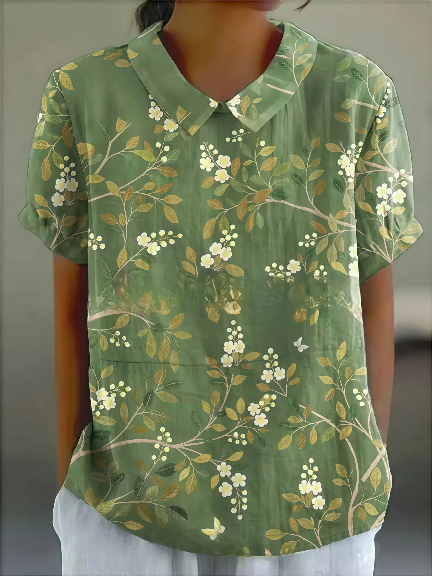 Alejandra - Camisa casual con estampado de flores