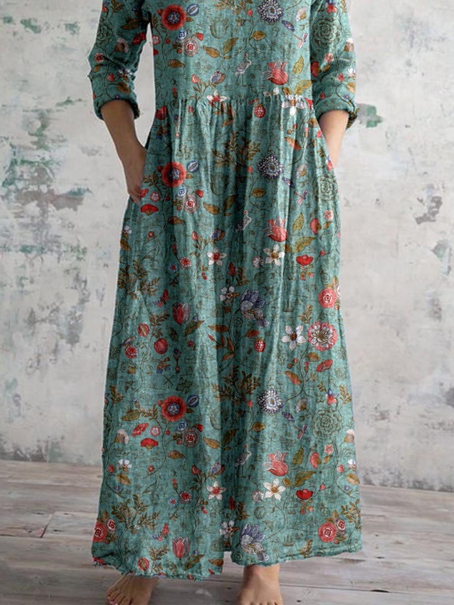 Nikki - Vestido Floral de Cuello en V Atemporal