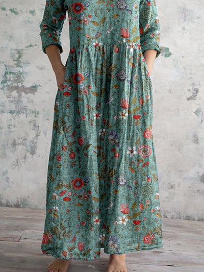 Nikki - Vestido Floral de Cuello en V Atemporal