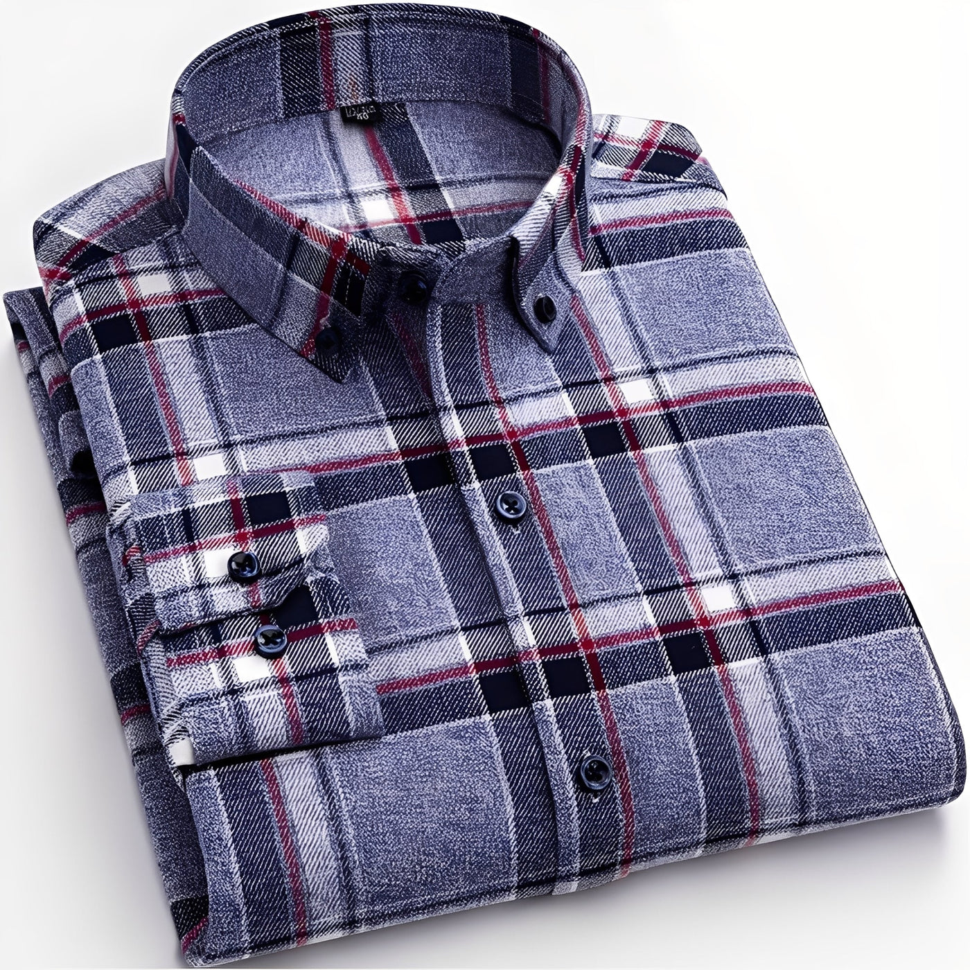Nikolas - Camisa de algodón a cuadros informal para hombres