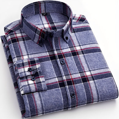 Nikolas - Camisa de algodón a cuadros informal para hombres
