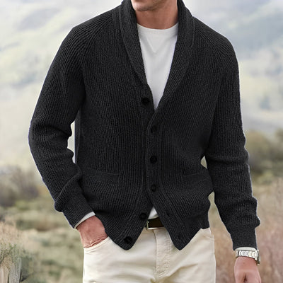 Micheal - Cardigan clásico con solapa ancha para hombres