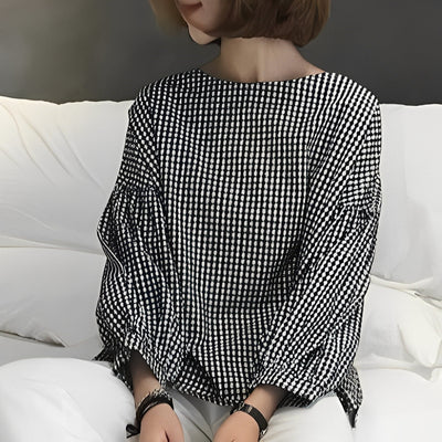 Tahlia - Camisa de cuadros casual con diseño asimétrico para mujeres
