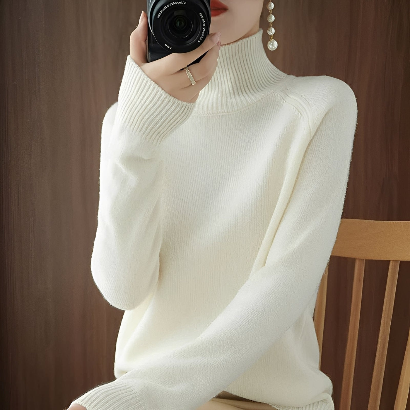 Ulyssa - Elegante suéter de cuello alto de cachemira para mujer