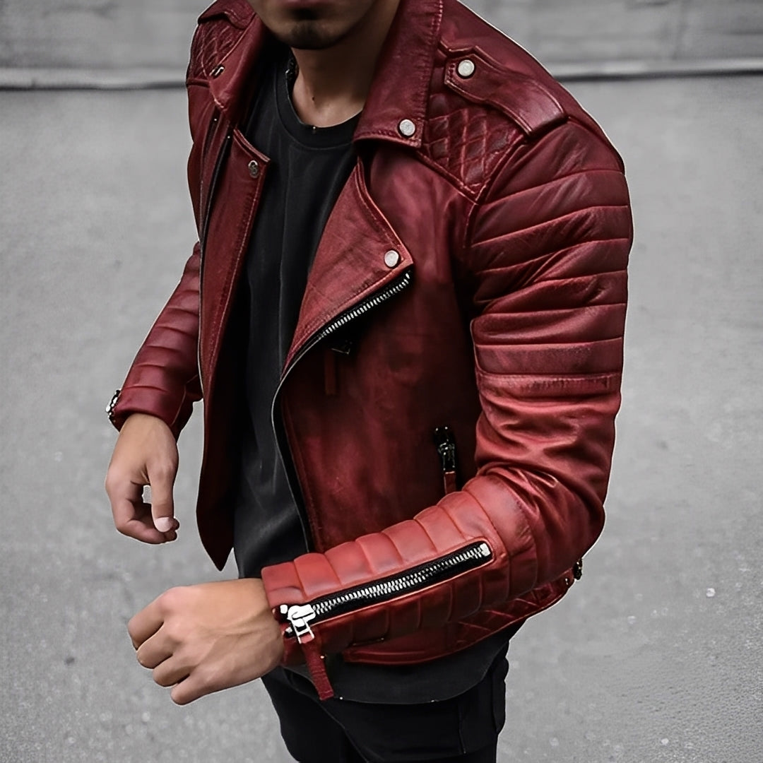 Easton - Chaqueta de cuero retro para hombres en diseño elegante