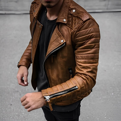 Easton - Chaqueta de cuero retro para hombres en diseño elegante