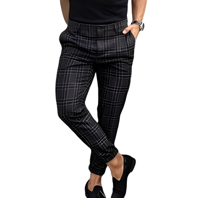 Deacon - Pantalones Casuales Ajustados con Cuadros para Hombres