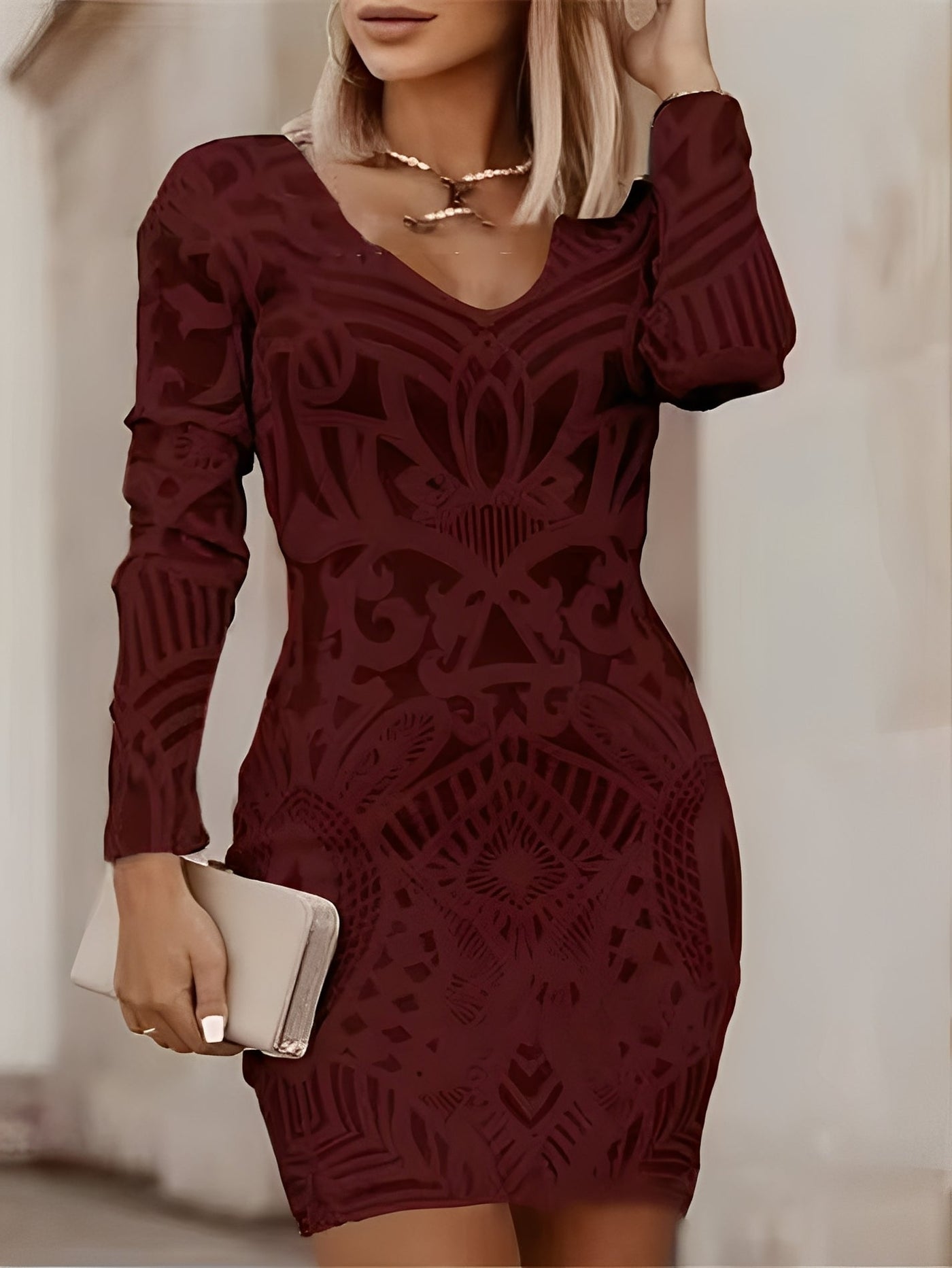 Felisha - Minivestido ajustado de manga larga para mujeres