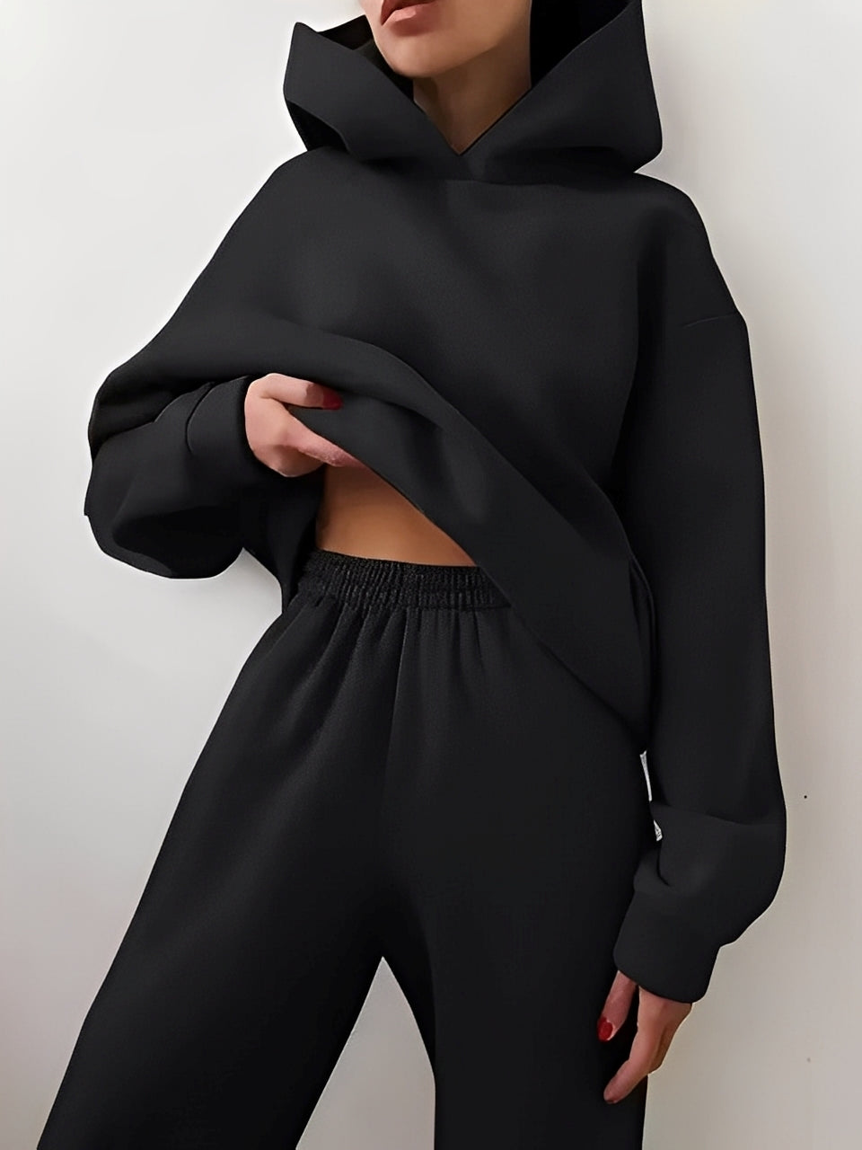 Adelia – Conjunto de Hoodie Unicolor