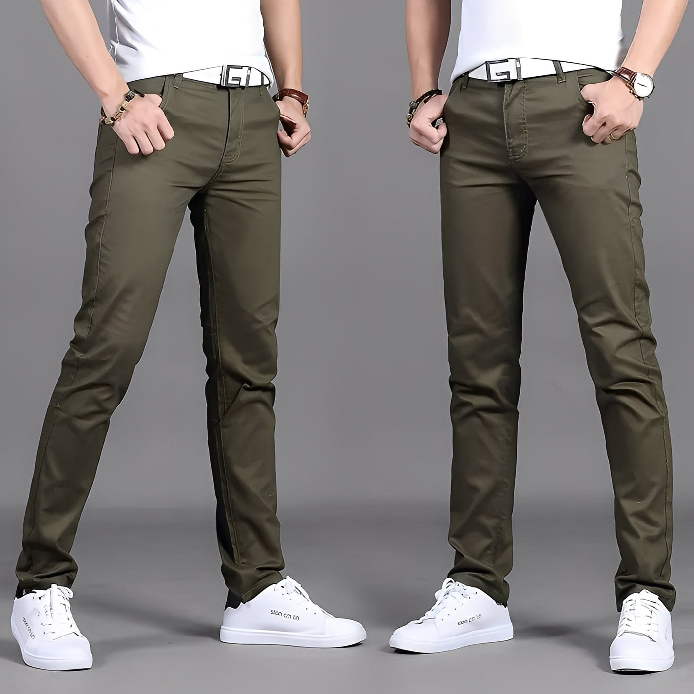 Russell - Pantalón chino casual ajustado para hombres