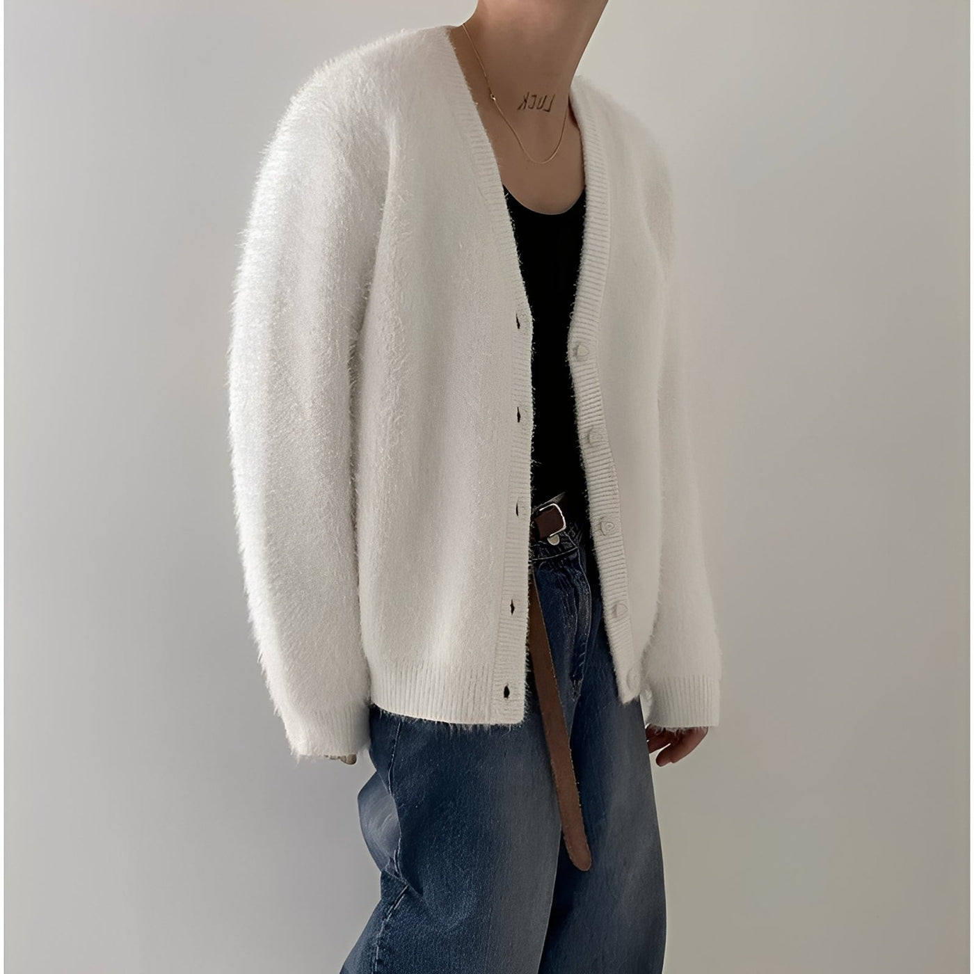 Merton - Cardigan de punto casual, casual de lana para hombres