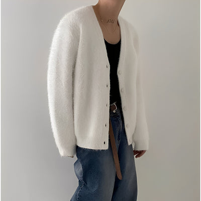 Merton - Cardigan de punto casual, casual de lana para hombres