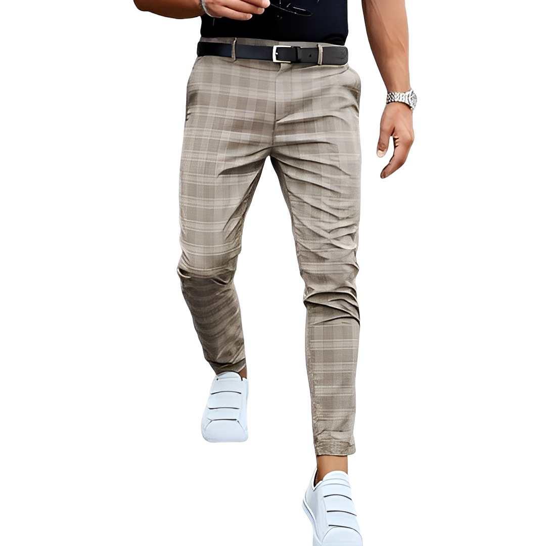 Deacon - Pantalones Casuales Ajustados con Cuadros para Hombres