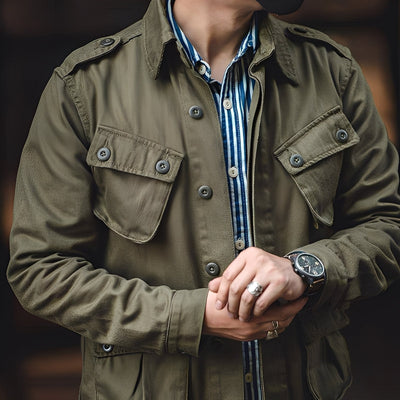 Arnold - Clásica chaqueta de lavado con bolsillos para hombres