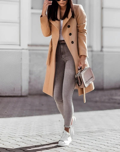 Deena - Elegante, cómodo abrigo de lana para mujeres